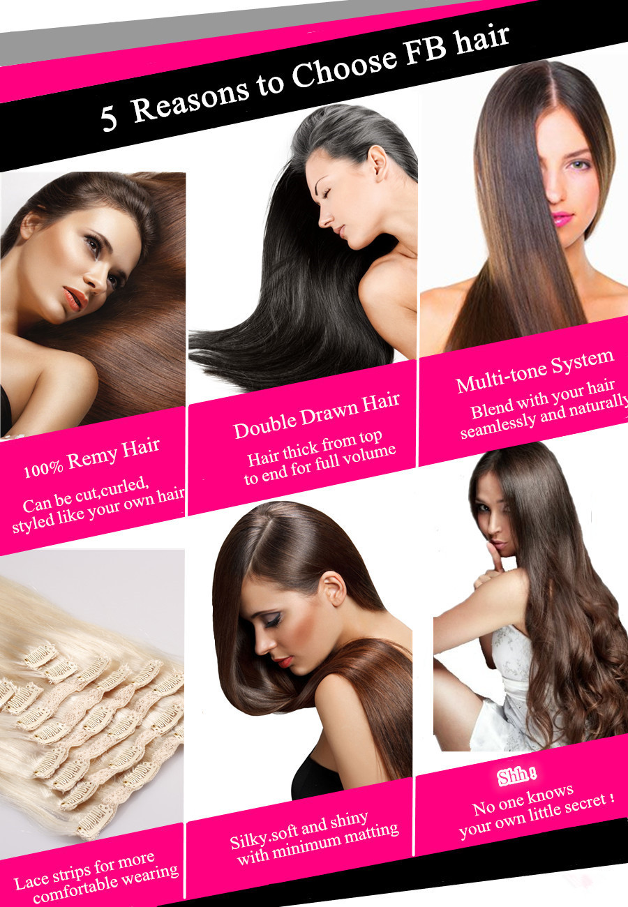  Clip on Human Hair Extensions