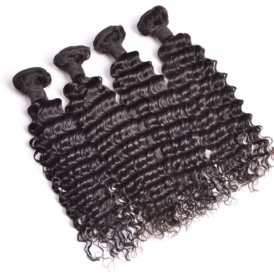 Deep Wave Human Hair Weave Unprocessed Brazilian  Virgin Hair