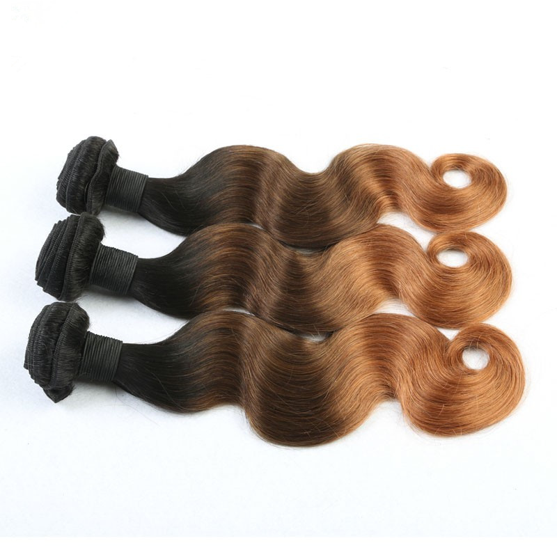 Ombre 1B/4/30 Hair Extensions Body Wave Brazilian hair Human Hair Weave Bundles 3Tone