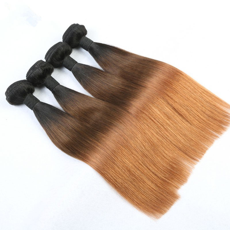 Ombre 1B/4/30 Hair Extensions Straight Brazilian hair Human Hair Weave Bundles 3Tone