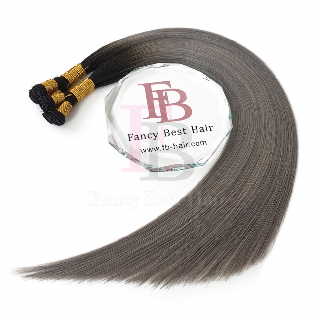 #T1B-grey Ombre Hand Tied Weft