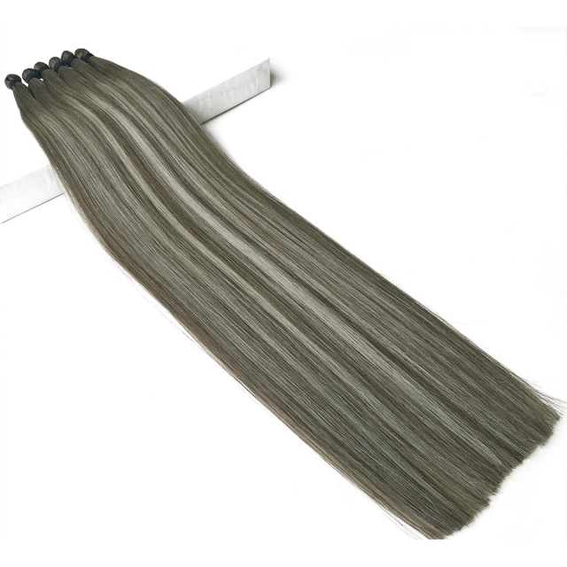 #T7-7/ice Rooted Balayage Hand Tied Weft