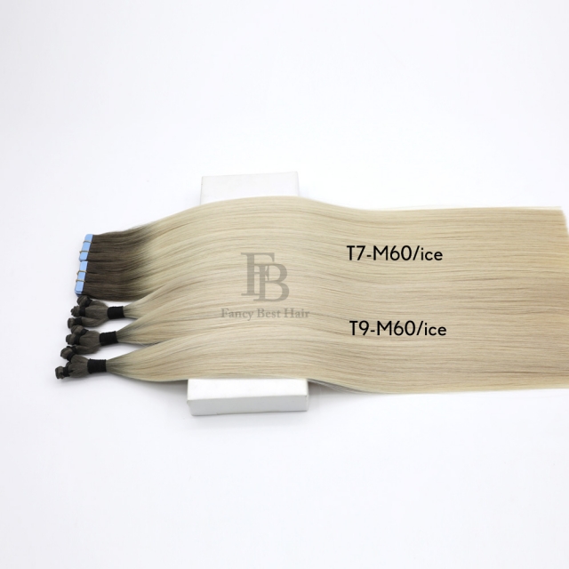 #T9-m60/ice Rooted Balayage tape hair